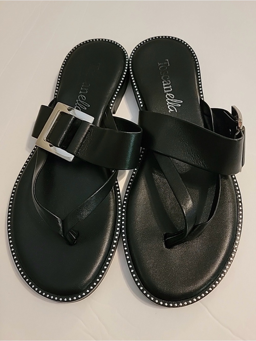 Italian Toscanella Thong Flip Flops Leather Size W 7